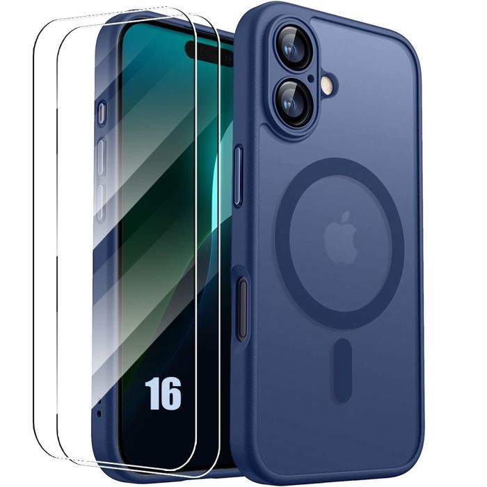 Coque de Protection - BOOLING - iPhone 16 - Bleu Marine - Antichoc - Protection Caméra