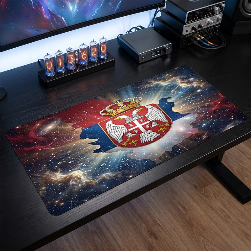 X2514==Serbia Crest Mouse Pad, Extended Non Slip Rubber Desk Mat for Gaming Office Laptop Fan Gift