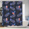 Blauer Vogel Botanischer Duschvorhang Heimdekoration Wasserdichtes Gewebe Badezimmer Dekoration Wandbehang Künstlerisches Design (Navy blau)