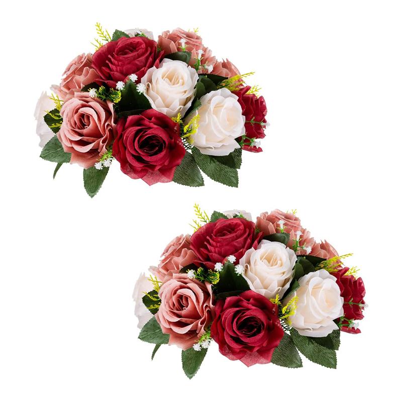 Silk Flowers Bouquet Artificial Roses Table Centerpieces Weddings Decoration Flower Balls for Reception Event