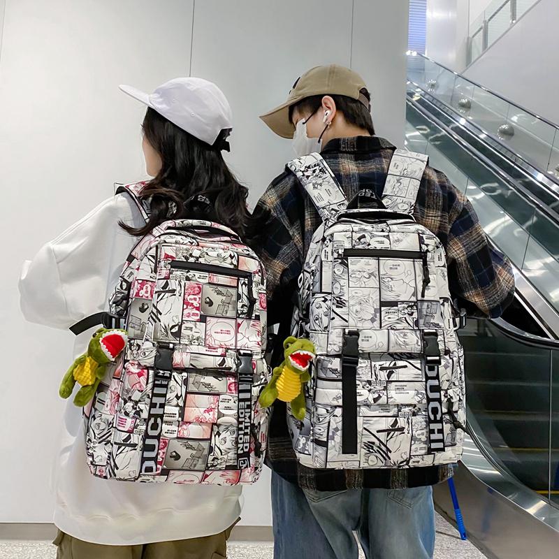 Student Skolesekk Herre Graffiti Trykk Ryggsekk Dame Stor Kapasitet Ryggsekk