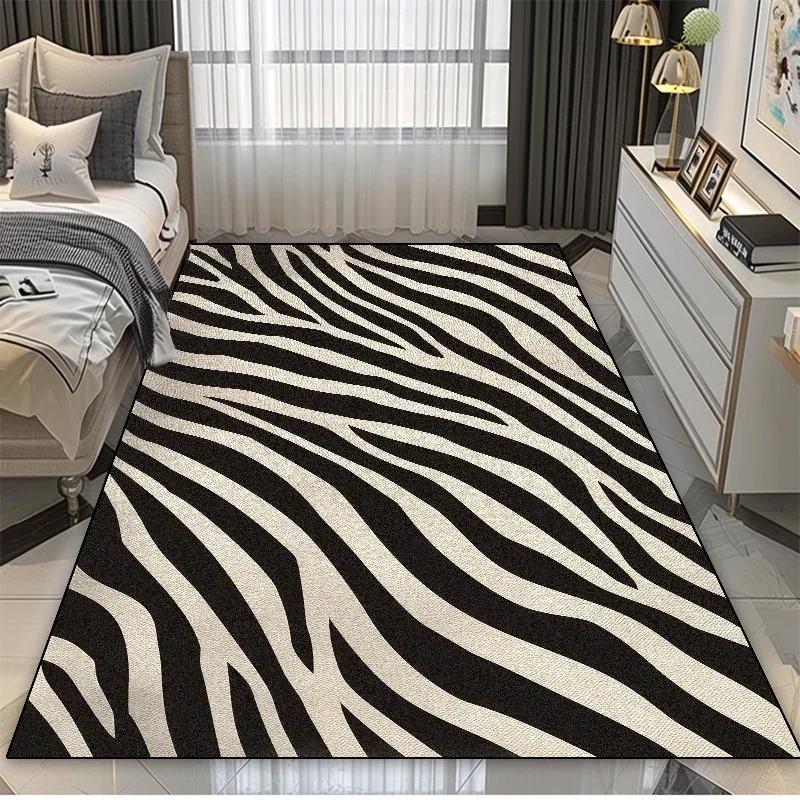 American Style Zebra Stripes Carpet - Water Uptake Non-slip Large Rugs for Living Room Bedroom Decoration Bedside Bathroom Mats