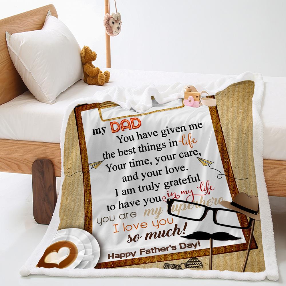 Blanket 2D Digital Printed Lamb Fleece Crystal Fleece Handwritten Letter Blanket Cover Blanket