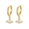 ANENJERY Zircon Star Planet Hoop Earrings Female Light Luxury Handmade Golden Earrings