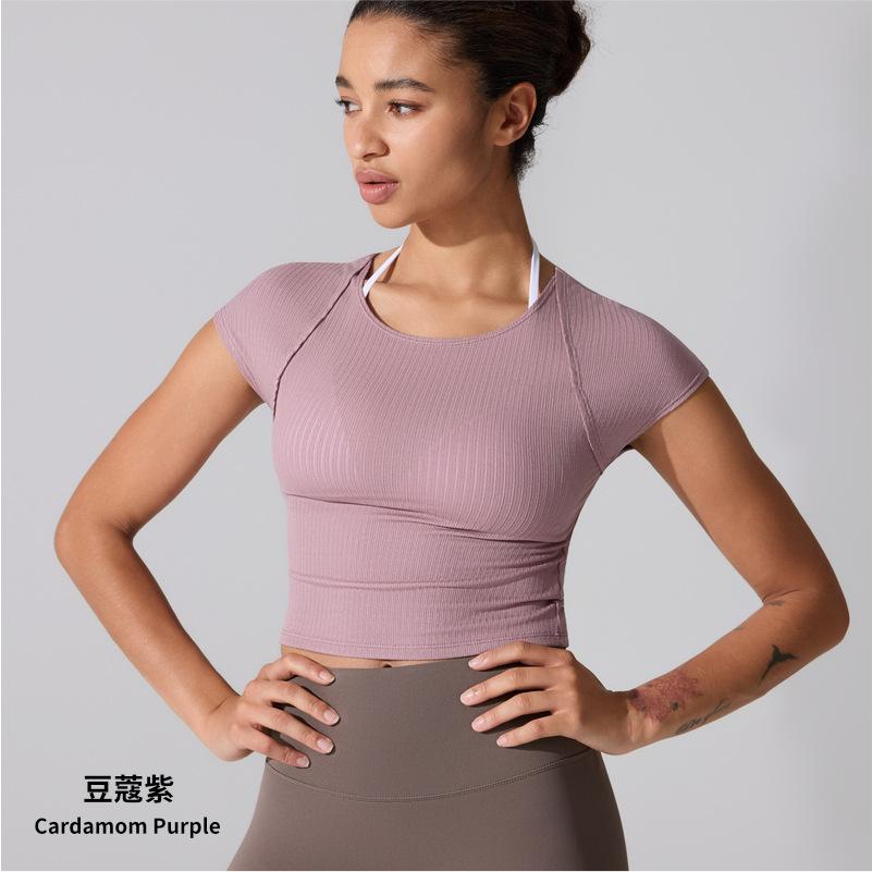 Breathable Slim Fitness Blouse Sports Short Sleeve T-Shirt Yoga Clothing Top Vest Running Training Bodhi La