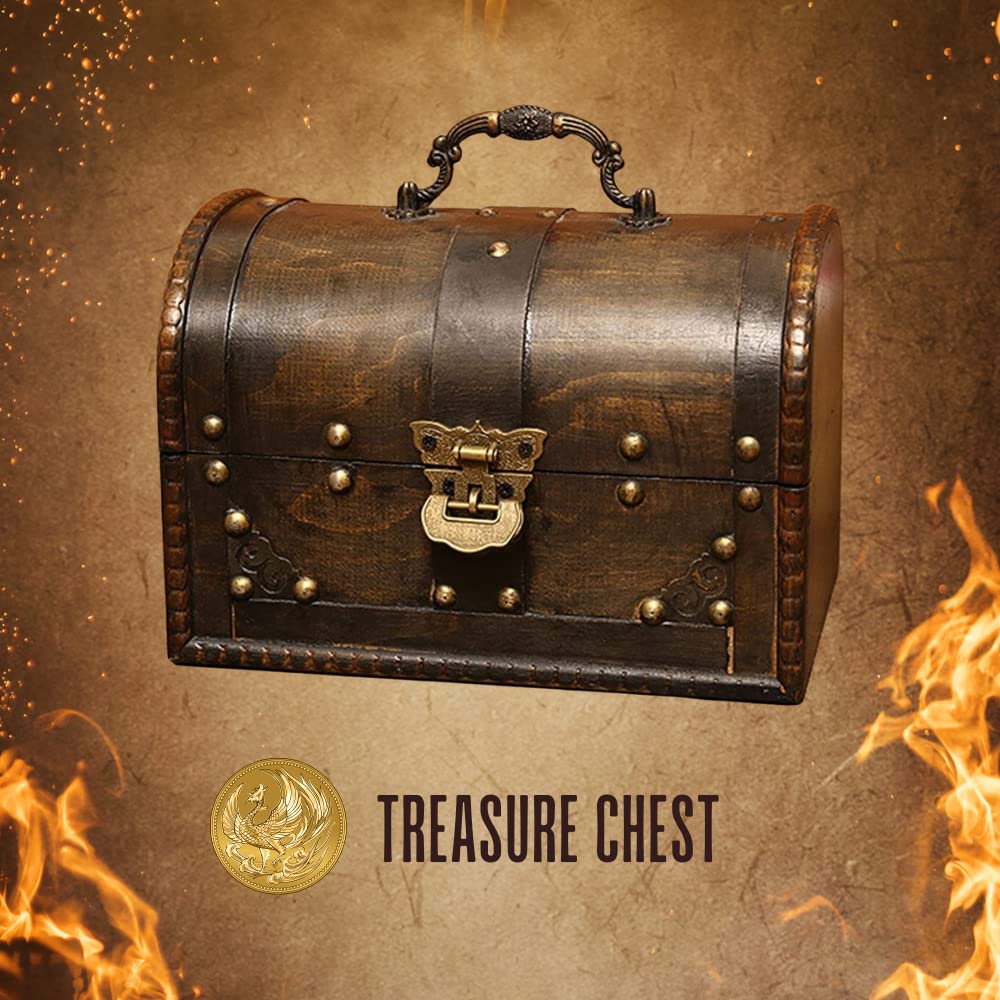 Torsoya Treasure Chest, Wooden Storage Box with Lid, Retro Style, Stylish Home Decor (Lock)