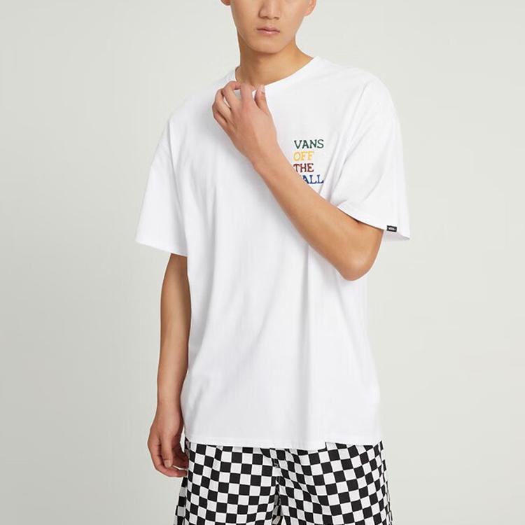 Vans Letter Pattern Printed Crew Neck Short Sleeve T-Shirt Men Tops White VN0008Z9WHT