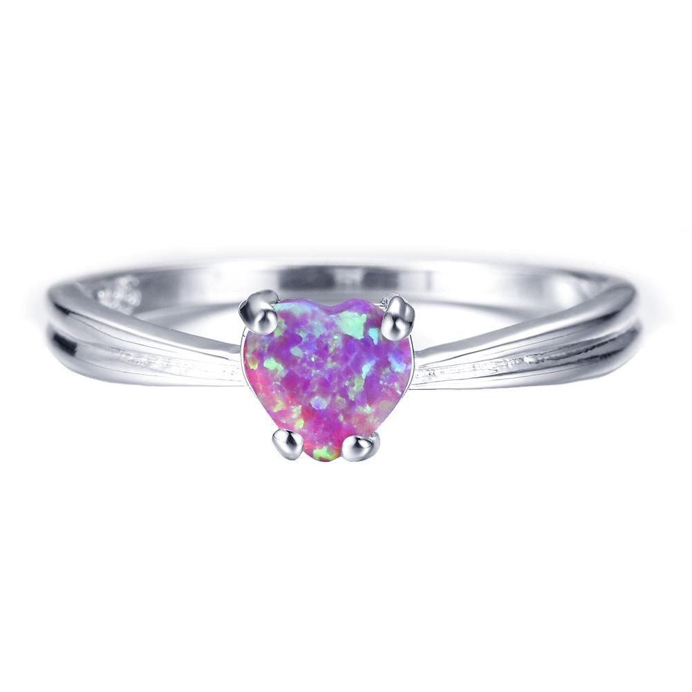 

European American Korean Style White Purple Heart Shaped Simple Womens Ring No. 10