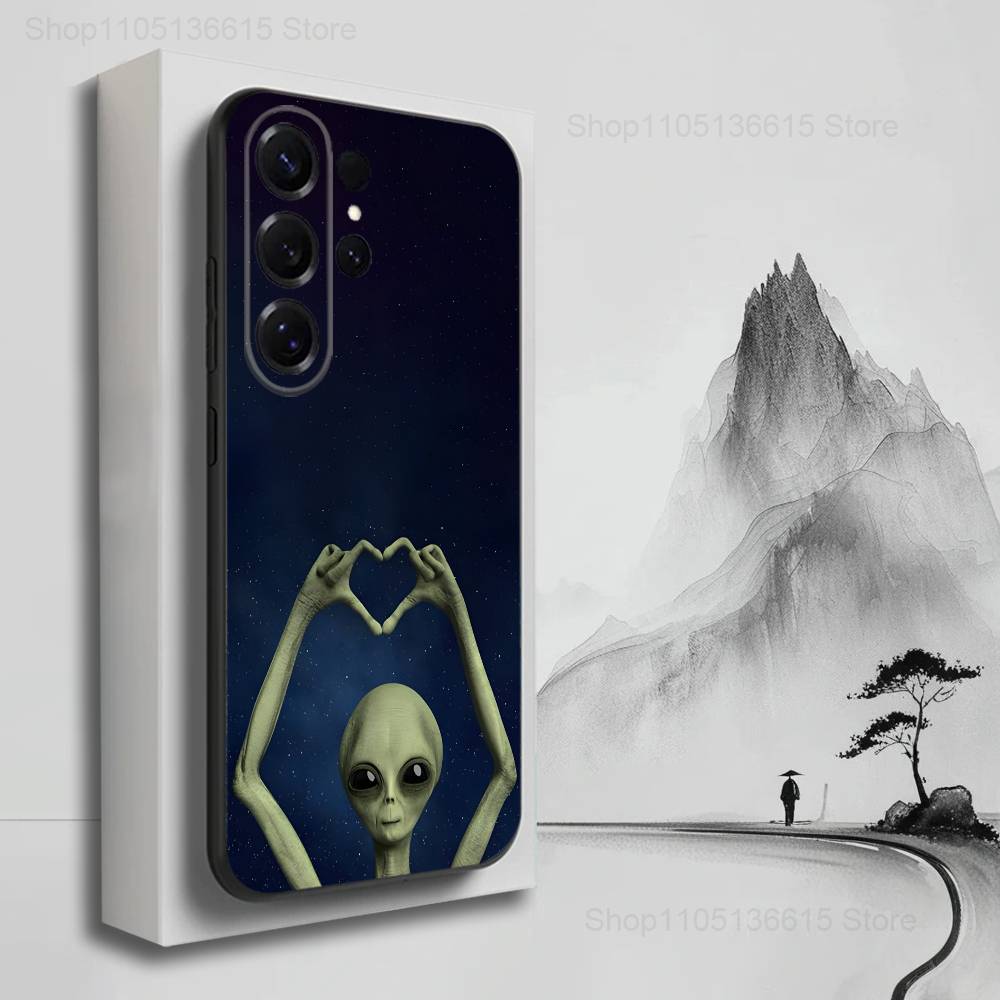 Singular Space UFO Alien For Samsung S9,S10,S20,S10,S21,S25,S24,S23,Ultra,FE,Plus,Lite,Soft Silicone Black Case