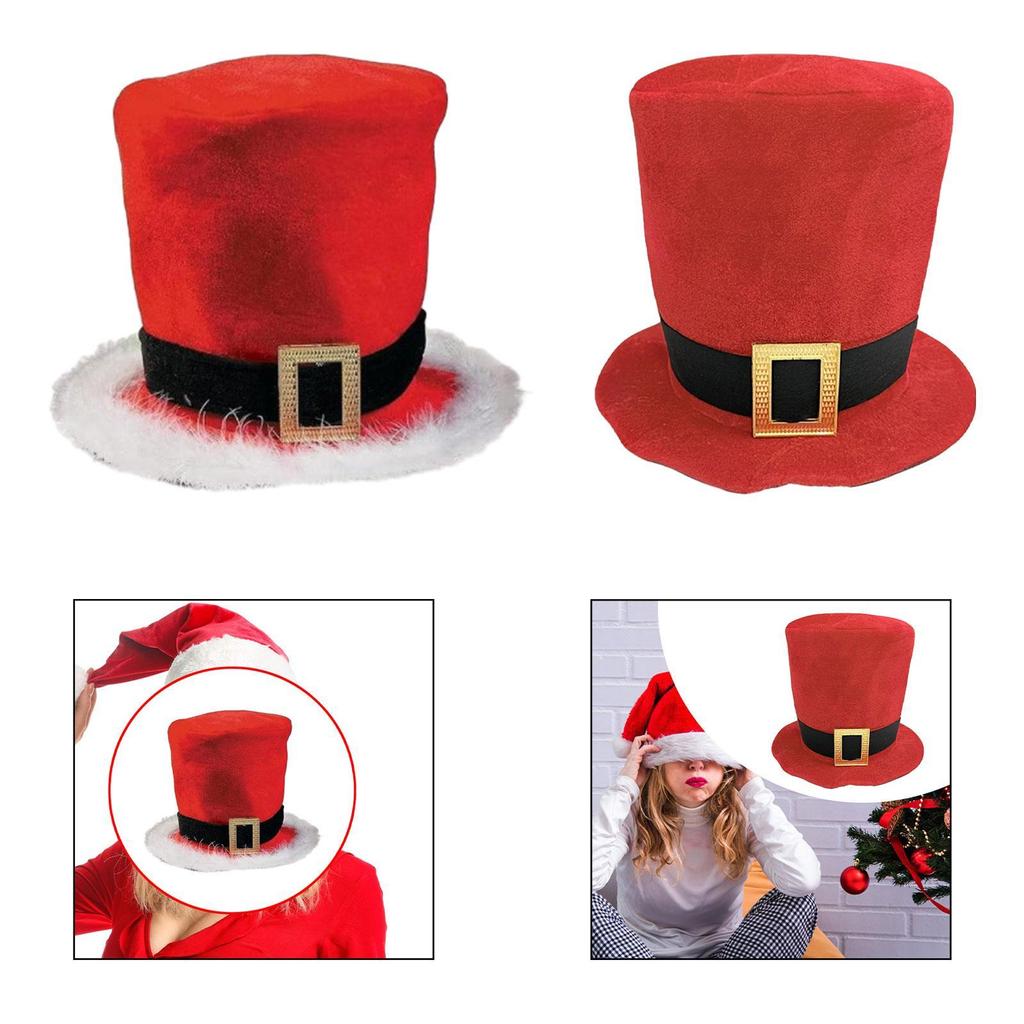 Christmas Top Hat Creative Decor Sturdy for Men Women Santa Claus Hat Xmas Hat for Cosplay Festivals Props Themed Party Dress up
