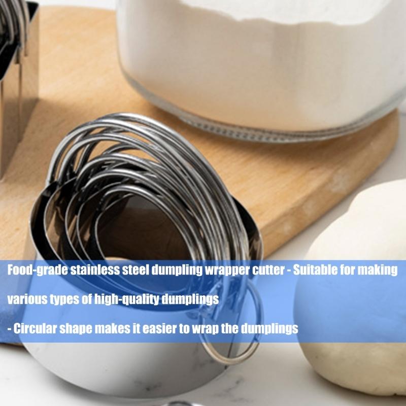 5Pcs Stainless Steel Baking Rings With Handle For Cookie Cake Biscuits Dough Cutting Dishwasher Safe Kitchen Tool