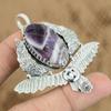 Gift For Her 925 Sterling Silver Natural Chevron Amethyst Gemstone Pendant Owl