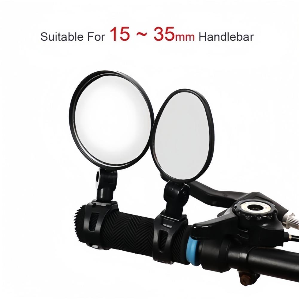 2PCS Bicycle Plastic Rearview Mirror 360 Degree Adjustable Rotatable Universal Cycling Handle Rearview Safety Lens for MTB Bike