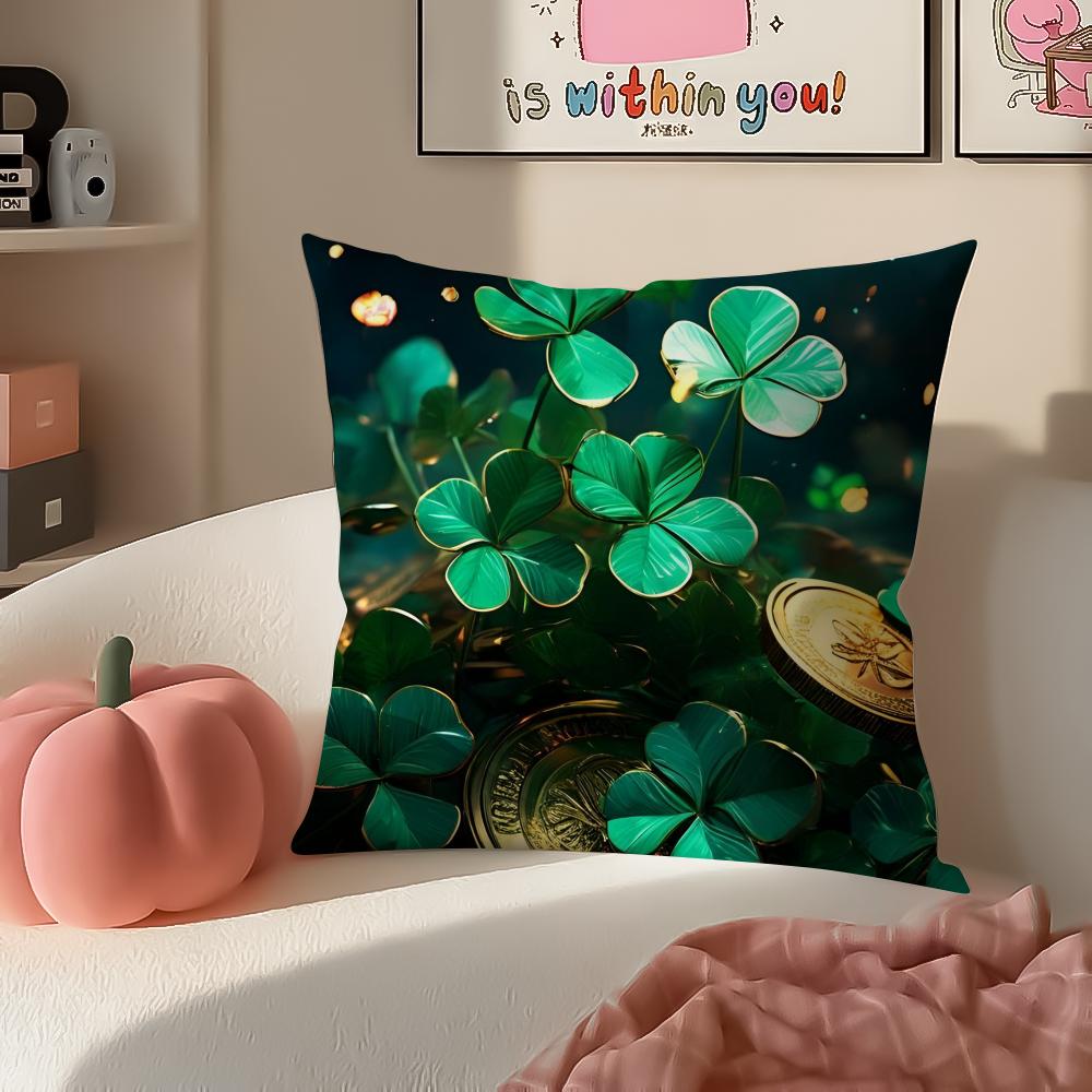 Irish Traditional Holiday Art St Patricks Day Cushion Cover Pillowcase Short Plush Invisible zipper Room Sofa Cushion Cover