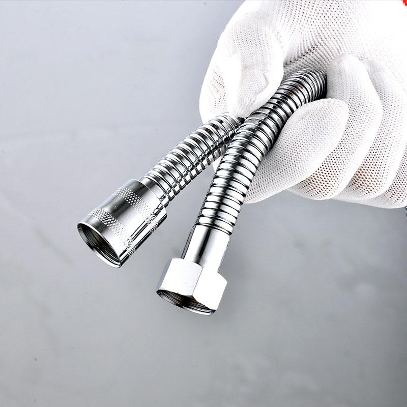 1.5m Chrome Stainless Steel Shower Hose Flexible Anti-Twist Leakproof Metal Pipe Tube for Bathroom Handheld Showerhead Extension G1/2 Replacement