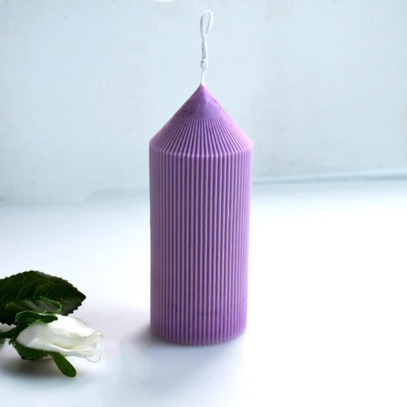 Simple Geometric Striped Candle Resin Molds Handmade Cylindrical Aromatherapy Candle Silicone Moulds DIY Fondant Craft