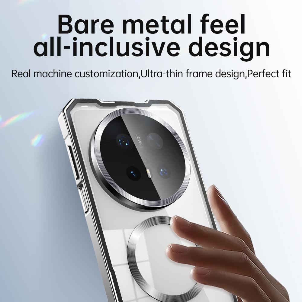 Detachable Case For Huawei Mate 60 70 Pro Translucent Frosted Magsafe Removable Backboard Metal Bumper Grip Cover