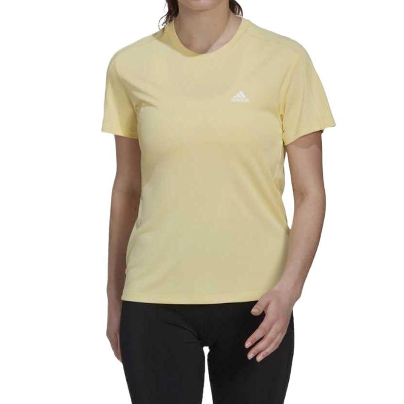 adidas Run It Tee Round Neck Quick-Dry Comfortable Solid Color Short Sleeve Regular T-Shirt Women Tops Yellow HL1457