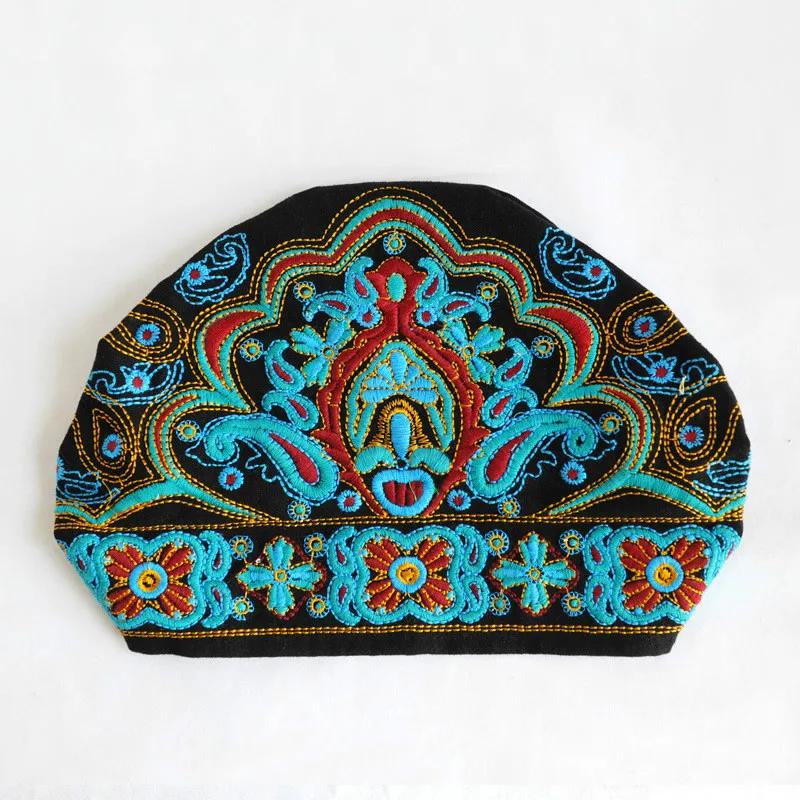 Chapeaux Ethniques Vintage Broderie Fleurs Imprimé Rouge Chapeaux Mode Femmes Accessoires