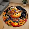 1pc Pumpkin Scarecrow Round Chair Mat Area Rug - Non-Slip, Floor Mat for Office, Bedroom, and Indoor Decor C1125067