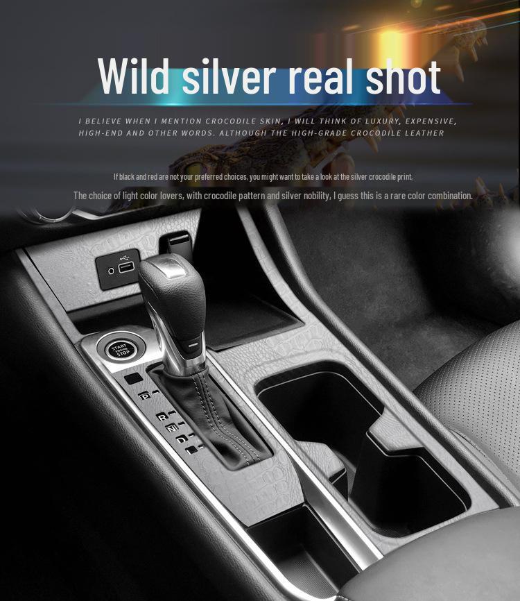 Krokodilmuster Schwarze Folie für 14. Gen Sylphy Innenraum Konsole Gangschaltung Dekoration (20-22)