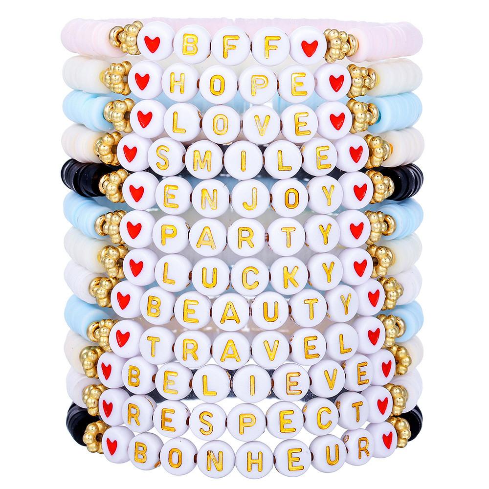 Soft Clay Hand Chain With Letter And Smile Face Design For Summer Beach Vacation Style