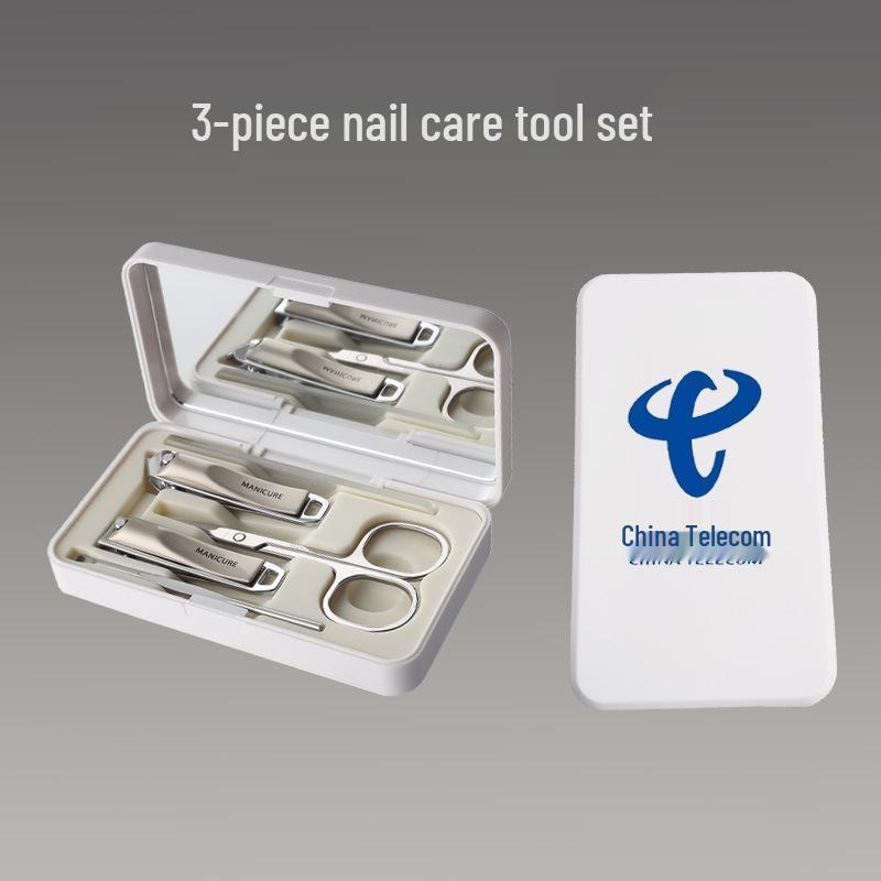 Custom Logo Nail Clipper Set: Nail Clippers, File & Ear Pick In Gift Box