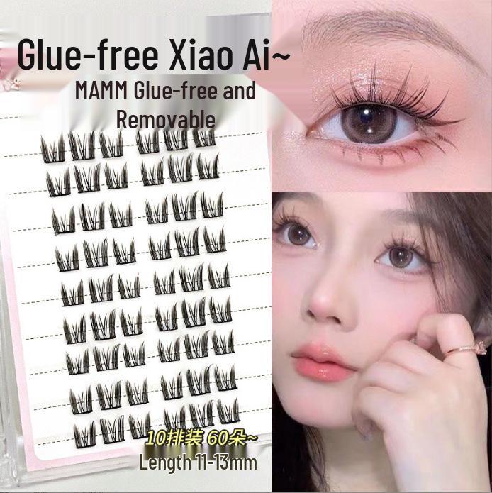 Ying Lier Natural Cluster Fox-Eye Eyelashes - Beginner-Friendly and Glue-Free