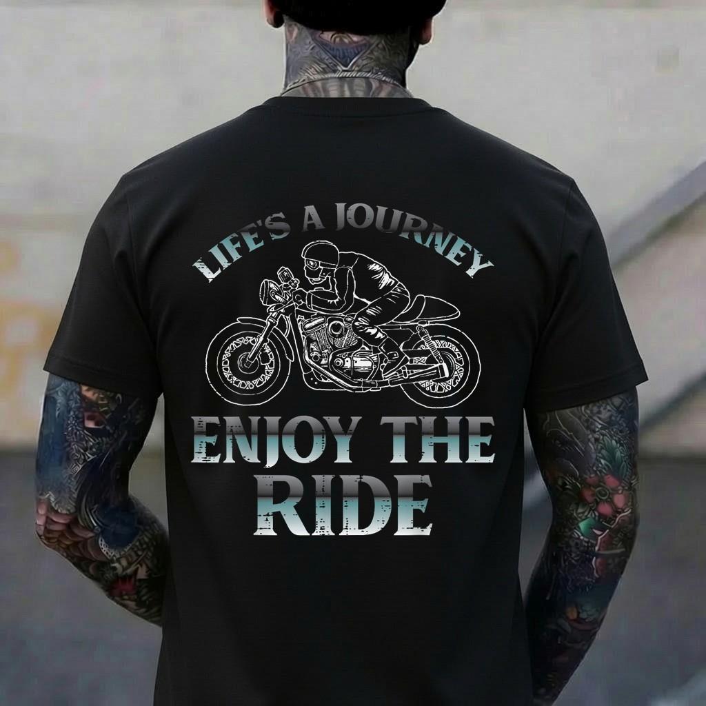 Biker Lifes Journey Enjoy The Ride Motorcycle Men Women Kids T-Shirt 2XL