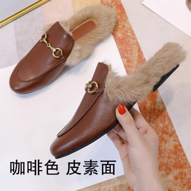 

Mao Mao slippers women wear autumn and winter Muller shoes 2025 new Internet celebrity lazy shoes versatile comfortable bag head half drag 35 темно-коричневого кольору