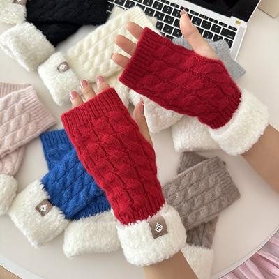 New Women Hand Warmer Autumn Winter Gloves Fashion Knitting Faux Wool Mitten Warm Female Fingerless Glove