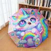 1pc Cartoon cute fantasy unicorn Umbrella Portable Folding Umbrella Iron Frame Hole Bone Structure Outdoor Home Umbrella