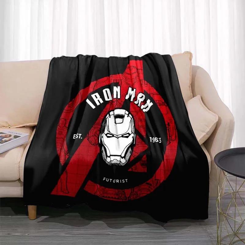 Manta Cálida de Dibujos Animados de Iron Man para Habitación, Suave y Cómoda, Portátil para Viajes y Picnic, Regalo para Familiares o Amigos