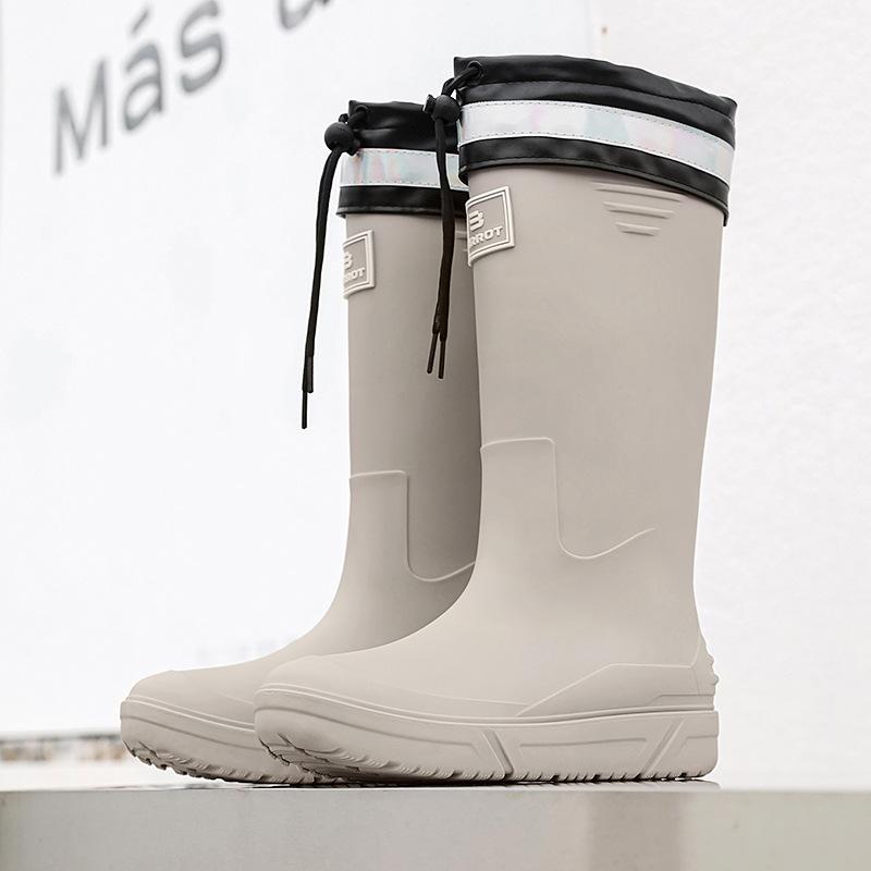 Tall men's rain shoes Medium tube rain boots Soft sole non-slip waterproof boots Rain shoes Outdoor thick-soled casual men's waterproof shoes