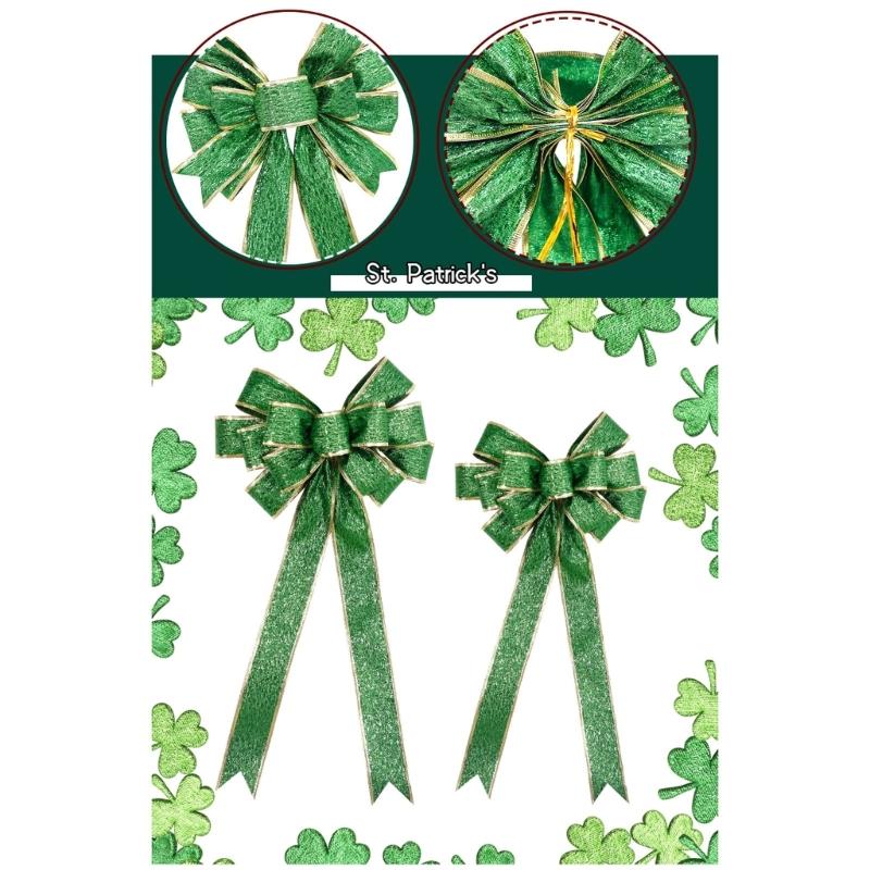 Patrick's Day Wreath Bow Patrick Day Decorations Holiday Bows for Front Door Wreath Decorations Tree Top Bow Ornament