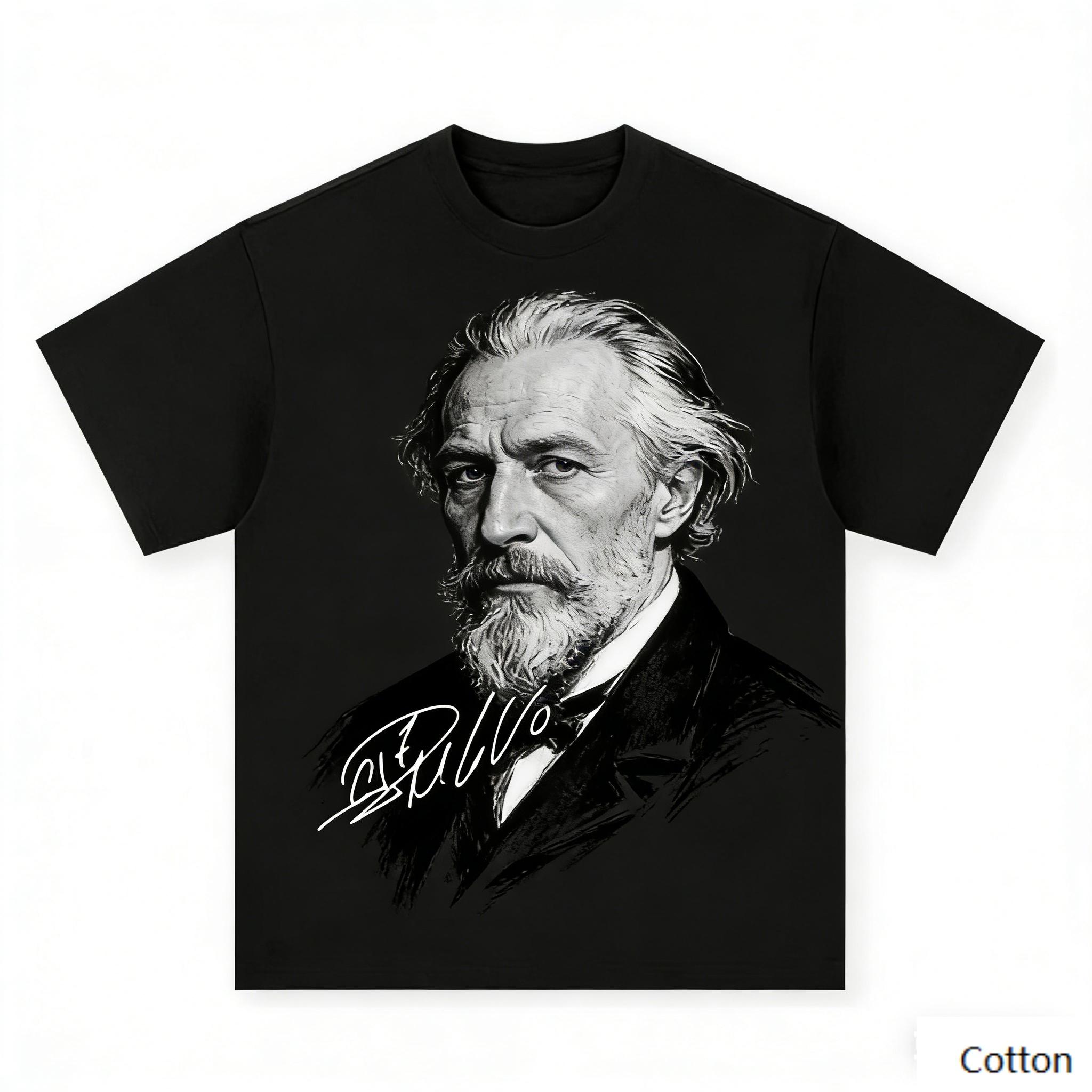 Minimalist Black and White T Shirt Sketch Portrait Signature Design Cotton Casual Unisex Short Sleeve Cool Urban Top S разноцветный