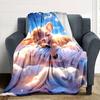 1pc Clouds Stars Blanket Lightweight Flannel Throw for Sofa Bed Travel Camping Livingroom Office Couch Chair