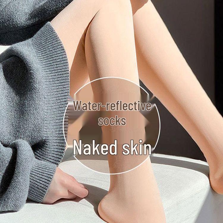 Waterlight High Waist Fleece-Lined Nude Stockings for Women - Thick, Natural Flesh Color Pantyhose for Spring, Autumn, Winter