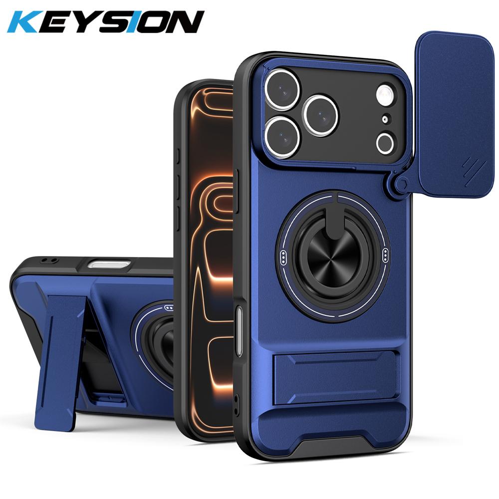 KEYSION Magnetic Phone Case for iPhone 17 Pro Max Slide Camera Protection Upright Kickstand Shockproof Cover for iPhone 17 Air