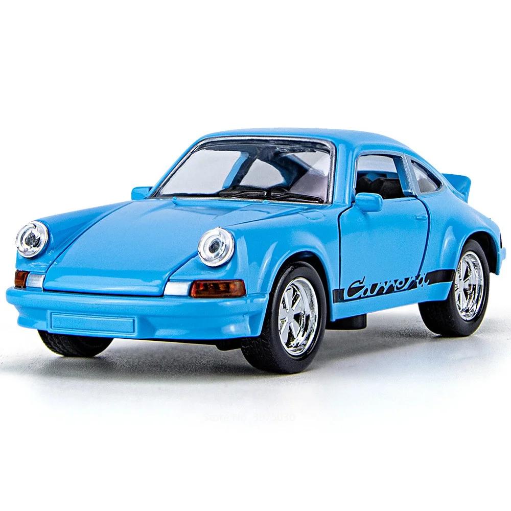 1:36 Porsche 911 Carrera 1974 Toy Models Alloy Diecast Cars 4 Doors Opened Light Sound Miniature Vehicles Boys Educational Toys
