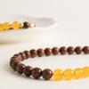 Putuo Mountain Cultural and Creative Golden Sandalwood Phone Chain with Yellow Agate Beads, Car Keychain, Bag Pendant for Men and Women