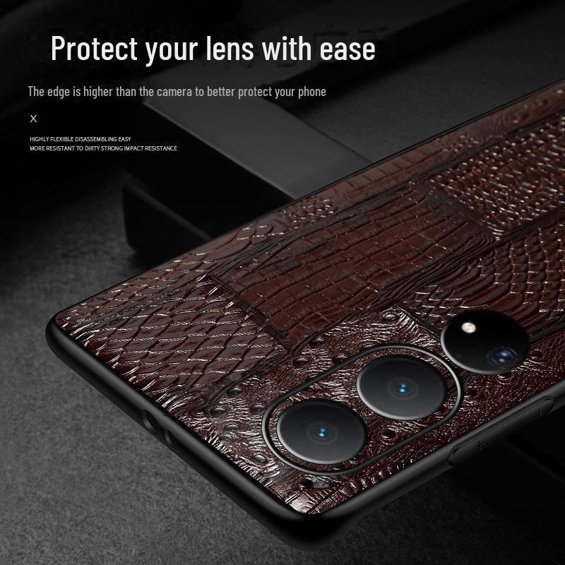 Genuine Leather Full Cover Case for Honor Play 40 - Cowhide Grain Protective Cover