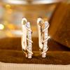 Simple White Zircon Gold Color Square Clip Earrings for Women Fashion Fine Jewelry for Party