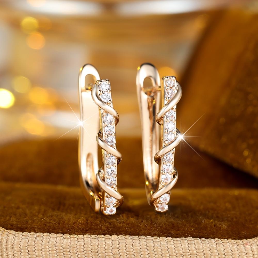 Simple White Zircon Gold Color Square Clip Earrings for Women Fashion Fine Jewelry for Party
