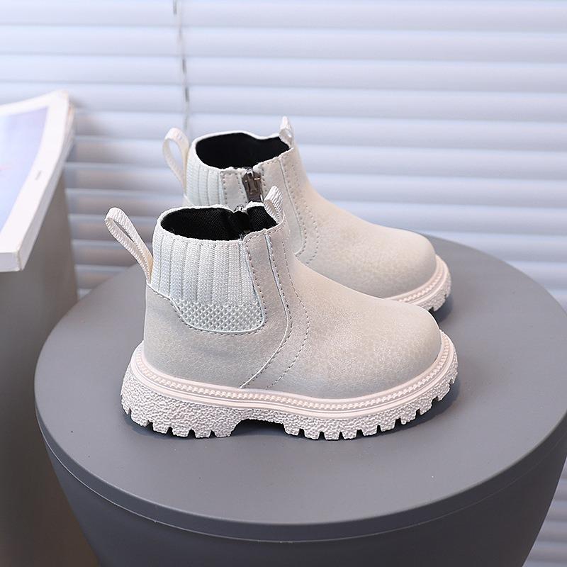 

Fashion New Children s Ankle Boots Boys Side Zipper Stylish Martin Boots Girls Comfortable Soft Sole Boots 21 бежевый