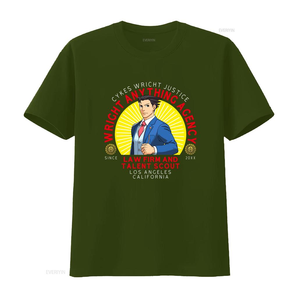 Ace Attorney Wright Anything Agency Navy T Shirt for Adult Los Angeles California Law Firm Design vintage Washed Unisex