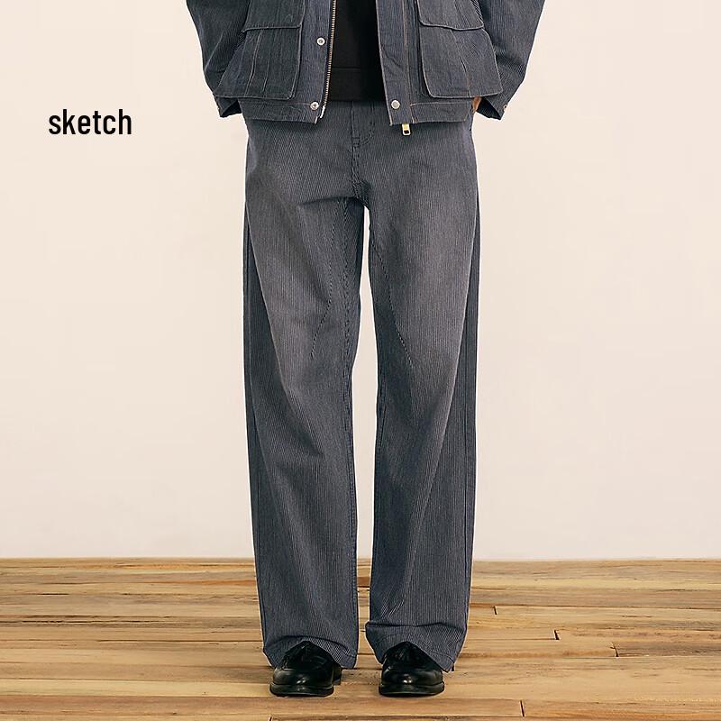 

SUPIN Men s Loose Fit Straight-Leg Cotton Denim Jeans L