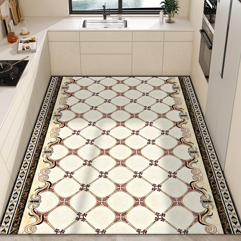 PVC Wipeable Balcony Mat Non-slip Oil-proof Kitchen Rug Refreshing Carpets for Living Room Anti-dirty Leather Rugs for Bedroom