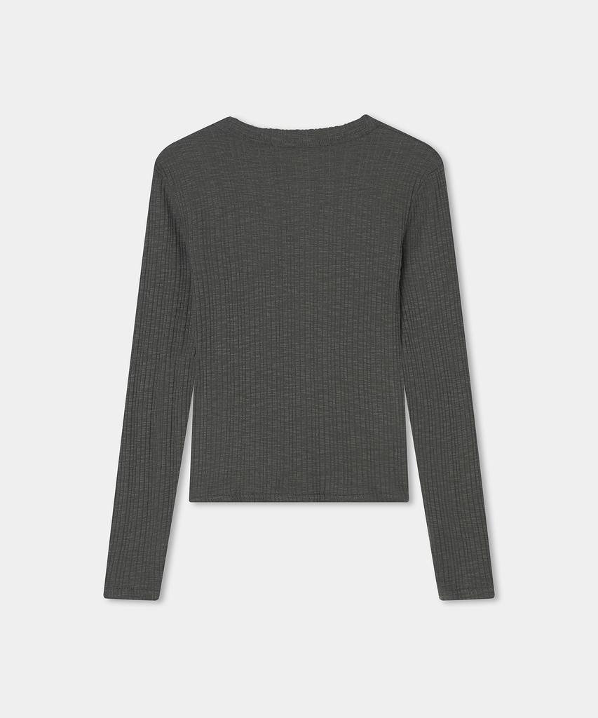 ETRE AU SOMMET Cut Rib Button Long Sleeve (Charcoal)