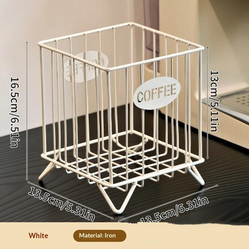 M-Iron Coffee Pod Holder Large Capacity Coffee Capsule Holder Coffee Creamer Container Square Shape Pod Storage Cup